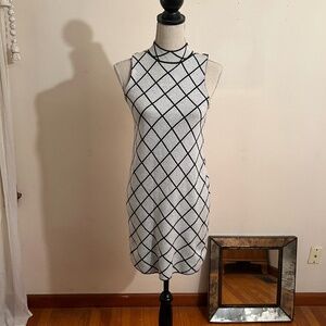 Black & White Geometric Pattern Mod Dress Size Large